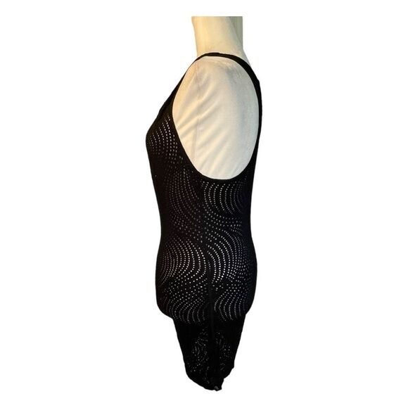 MPG Mondetta Athletic Mesh Knit Mini Dress Black Cover-Up Cowl Neck Sleeveless - Picture 4 of 6